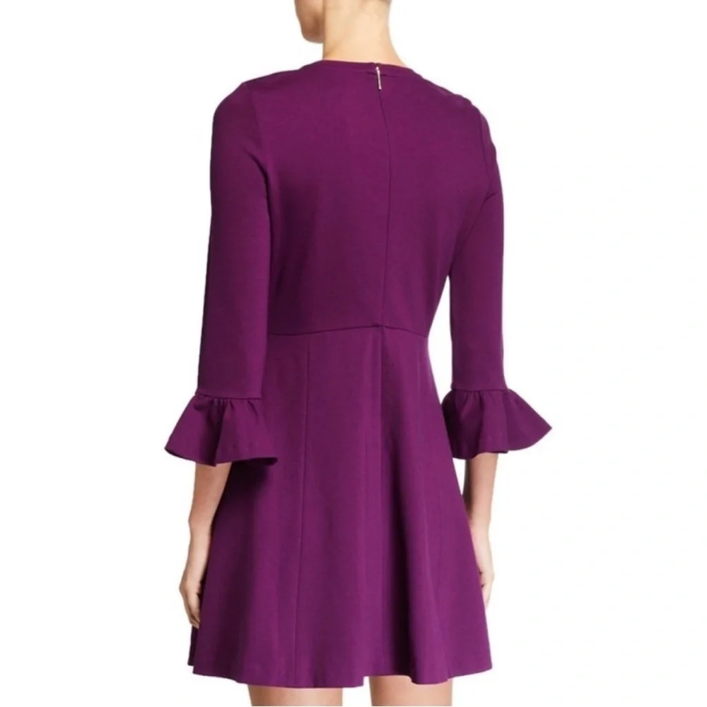 Kate Spade Ruffle Sleeve Ponte Dress Skater Purple Medium Preppy Cocktail Party
